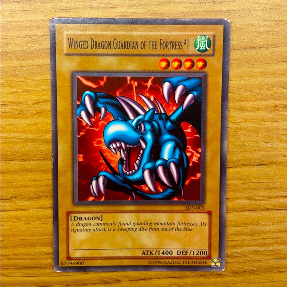 2002 winged dragon, guardian of the fortress #1 sdy-003 yugioh card